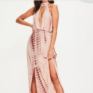 Misguided plunging neck line, sexy maxi dress NWT